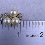 Marvella Women’s Silver Tone Faux Pearl & Rhinestone Brooch & Earrings Set