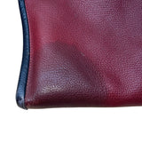 Burgundy Shoulder Bag With Black Trim Faux Leather Classic Design