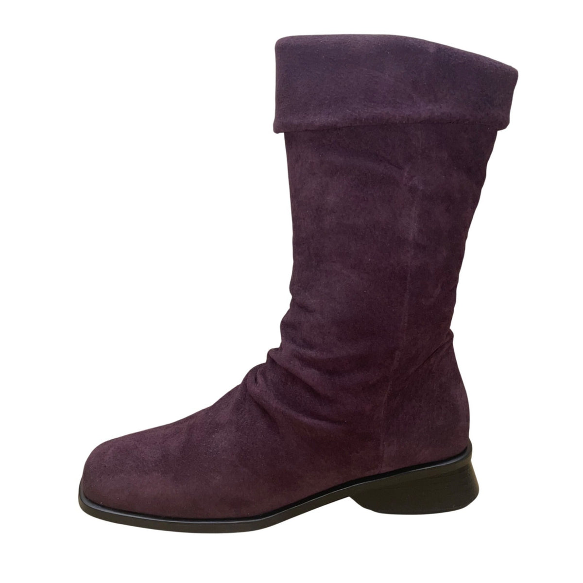 Markon Women’s Purple Suede Foldover Mid-Calf Simon Boots Size 7M