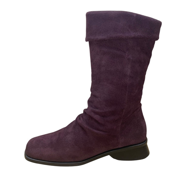 Markon Women’s Purple Suede Foldover Mid-Calf Simon Boots Size 7M