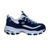 Skechers Women’s Navy & White Leather Rhinestone D’Lites Sneakers Size 7