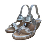 Jack Rogers Women’s Gold Metallic Floral Design Open Toe Wedge Sandals Size 8M