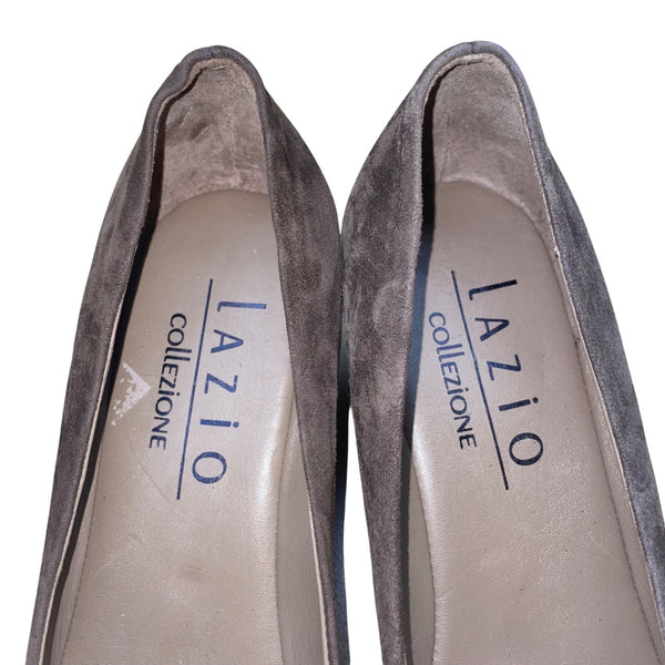 Lazio Collezione Women’s Caviar Brown Suede Giorgia Dress Wedges Slip-On Size 40