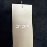 Chicos Womens Black Tassel-Trim Sleeveless Shift Dress Size 2