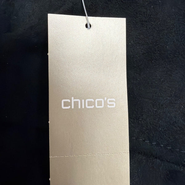 Chicos Womens Black Tassel-Trim Sleeveless Shift Dress Size 2