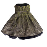 Betsey Johnson Womens Metallic Gold Strapless Dress With Bow Detail Sz 4