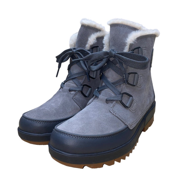 Sorel Women’s Gray Leather With Faux Fur Lining Waterproof Winter Boots Size 10