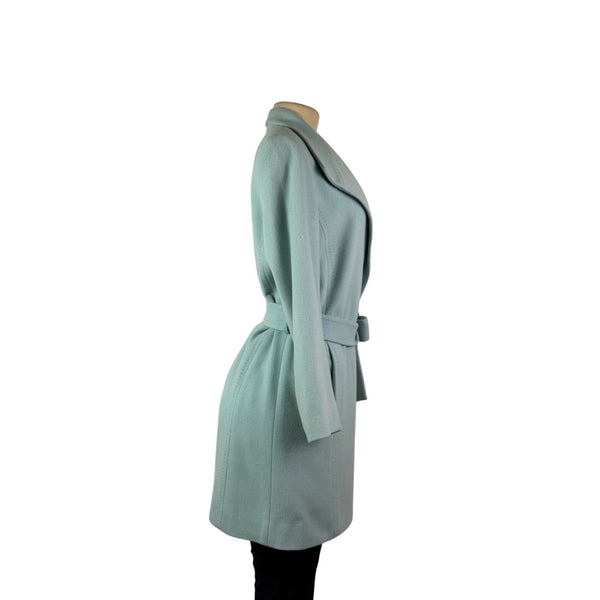 Louben Womens Mint Wool & Cashmere Blend Belted Blazer Coat Size 4