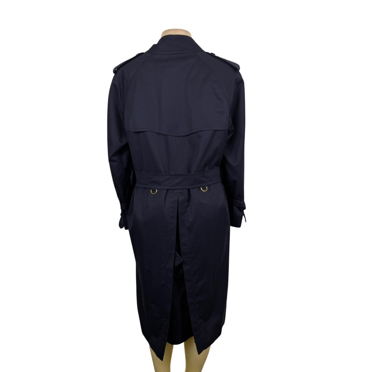 Navy Double-Breasted Womens Trench Coat Long Belted Cotton Blend Timele