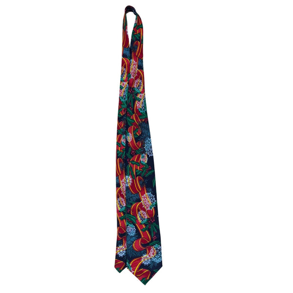 Rush Limbaugh No Boundaries Silk Blue & Red Patterned Necktie 59" Holiday Snow