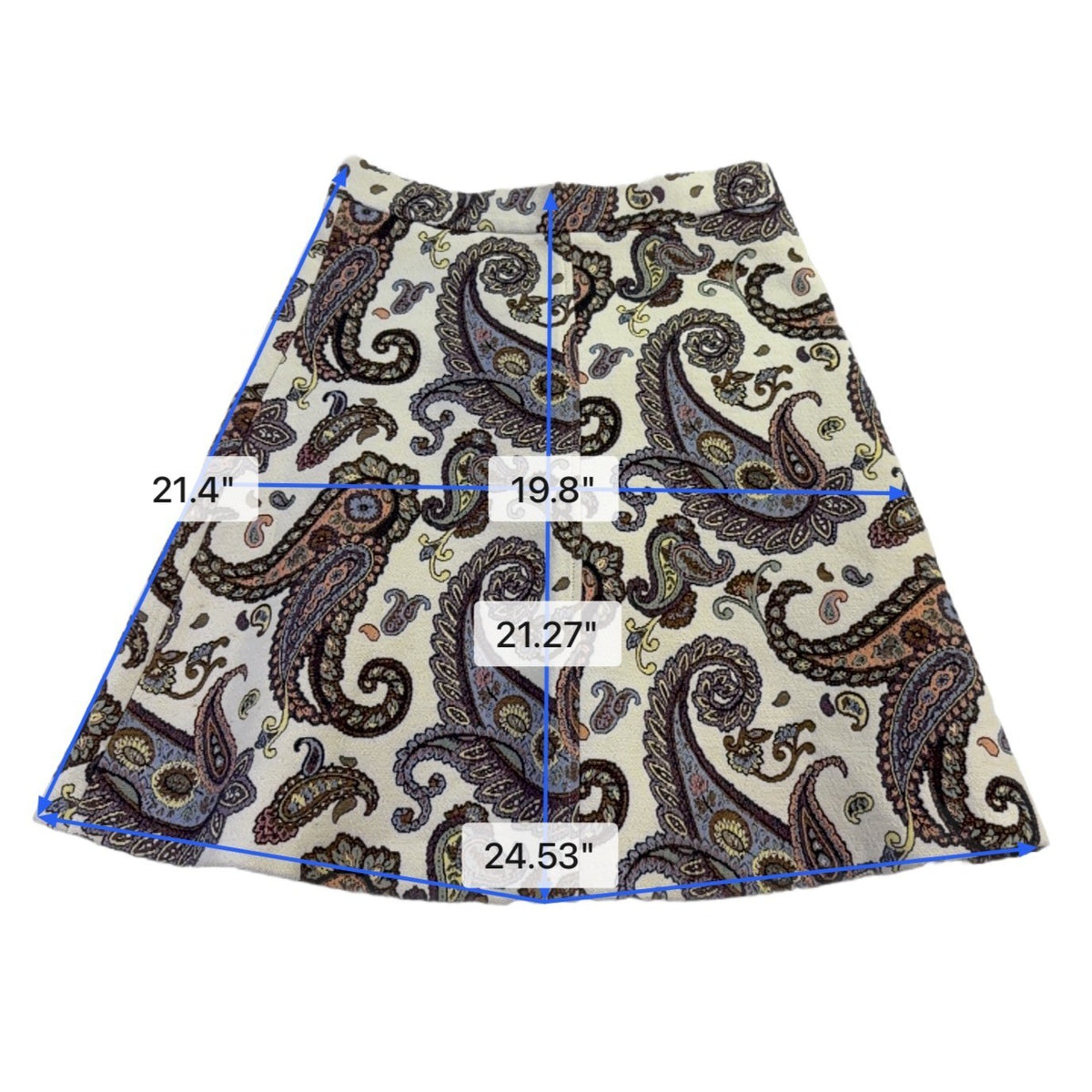 Zara Woman Multi-Color Cotton Blend Paisley Pattern A-Line Skirt Medium Size M