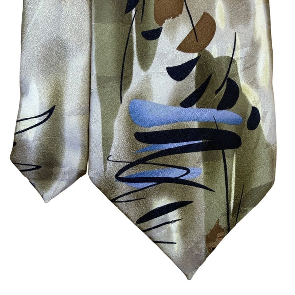 J. Garcia Men’s Tan & Blue Silk Tie Sea Anemone Limited Edition Collection 44