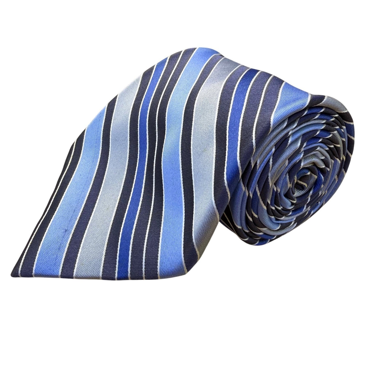 Jones New York Mens Blue Striped Silk Tie Diagonal Classic Pattern Business 58"x