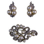 Marvella Women’s Silver Tone Faux Pearl & Rhinestone Brooch & Earrings Set