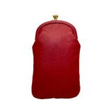 Budd Leather Women’s Red Leather Gold-Tone Clasp Closure Eyeglasses Purse