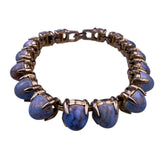 Vintage Gold Tone Womens Bracelet Blue Turquoise-Like Stones
