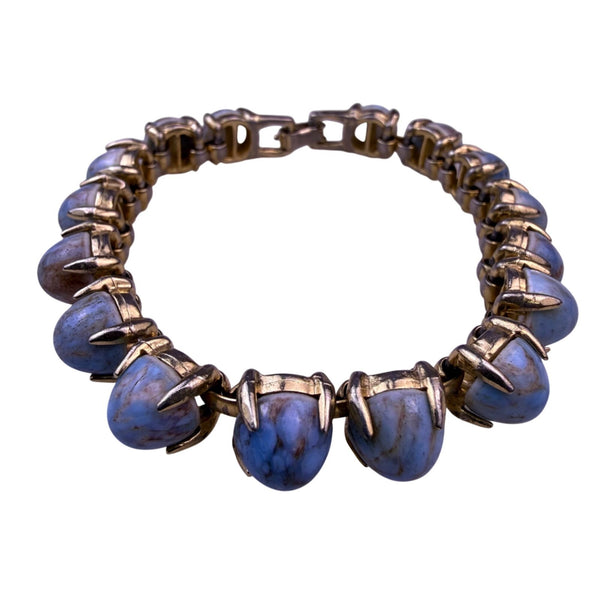 Vintage Gold Tone Womens Bracelet Blue Turquoise-Like Stones