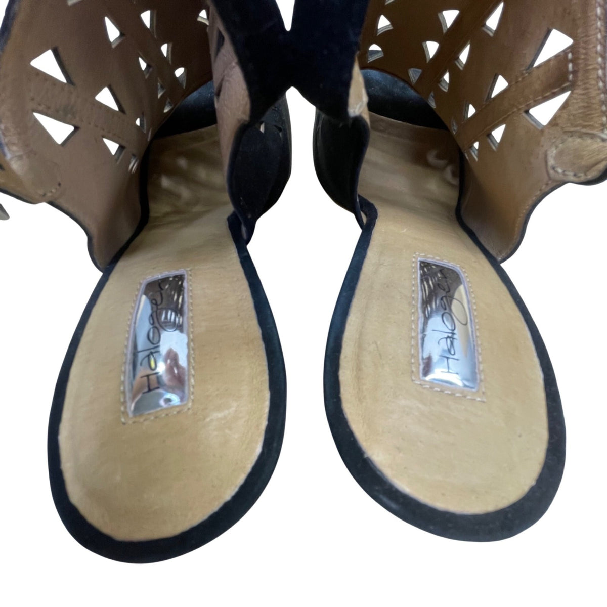 Halogen Women’s Black Suede Cutout Slingback Chunky Heel Sandals Size 10M