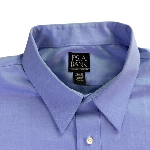 Jos. A. Bank Mens Purple Cotton Dress Shirt Travelers Collection Size 18.5 38