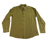 Fabindia Mens Green Striped Cotton Shirt Slim Fit Long Sleeve Size L - New