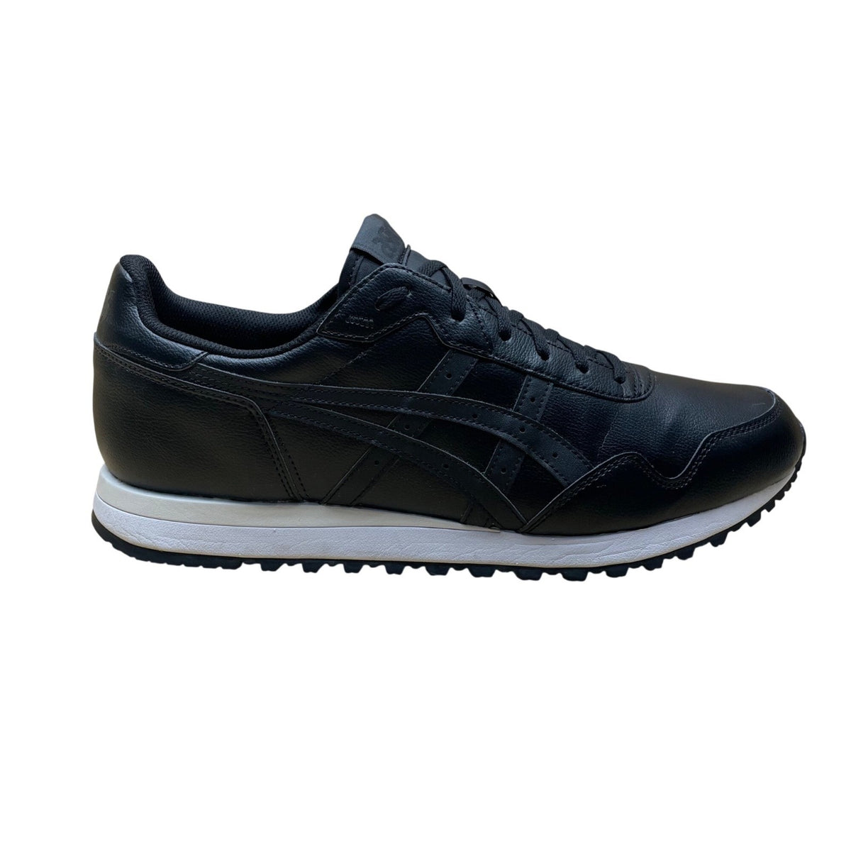 Asics Men’s Black Leather Lace-Up Cushioned Sole Casual Running Sneakers Size 13