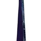 Paul Fredrick Mens Blue & Burgundy Silk Necktie Checkered Woven Hand Sewn