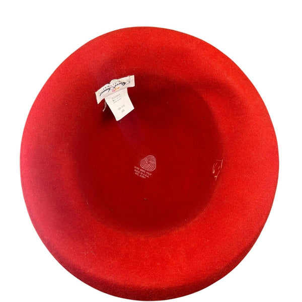 Street Smart Womens Red Wool Vintage Hat With Floral & Net Accent OS