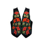 Handmade Womens Black Floral Embroidered Vest Bright Multicolor Design Sz L