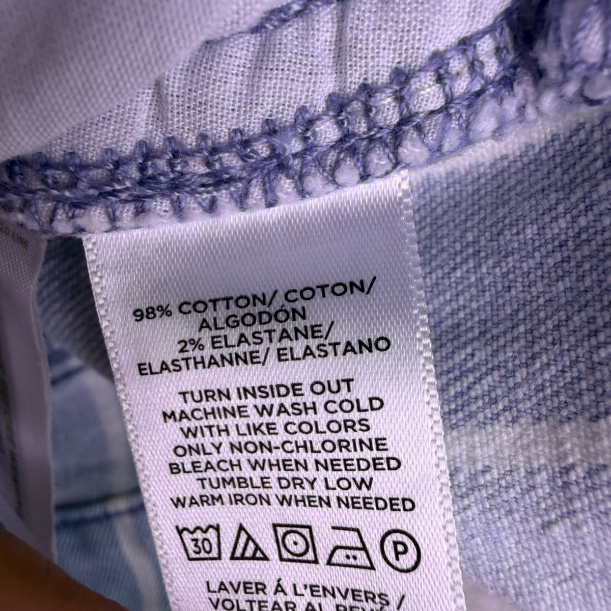 Loft Women Blue/White  Striped Denim Skirt Button Closure Size 4 