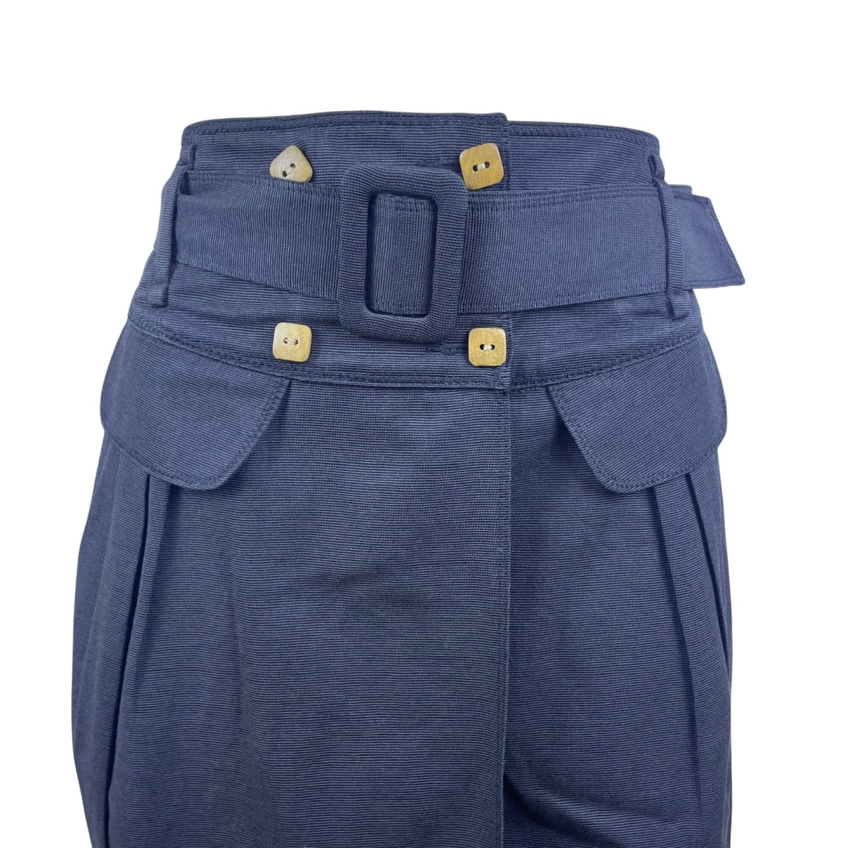 Women’s Grey Cotton High Waist Belted Skirt With Buttons