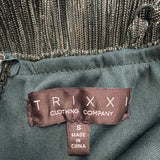 Trixxi Womens Green Metallic Layered Fit & Flare Mini Dress Sz S
