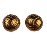Monet Womens Gold Tone Clip-On Dome Earrings Basketweave Pattern Round Design