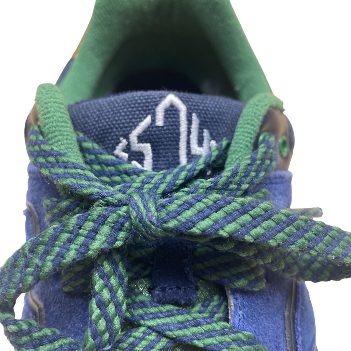 New Balance Boys Blue/Green Suede  Lace-Up 574 Athletic Sneakers Size 7