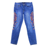 Hilfiger Womens Blue Cotton Blend Embroidered Jeans Slim Fit Floral Print Size 8