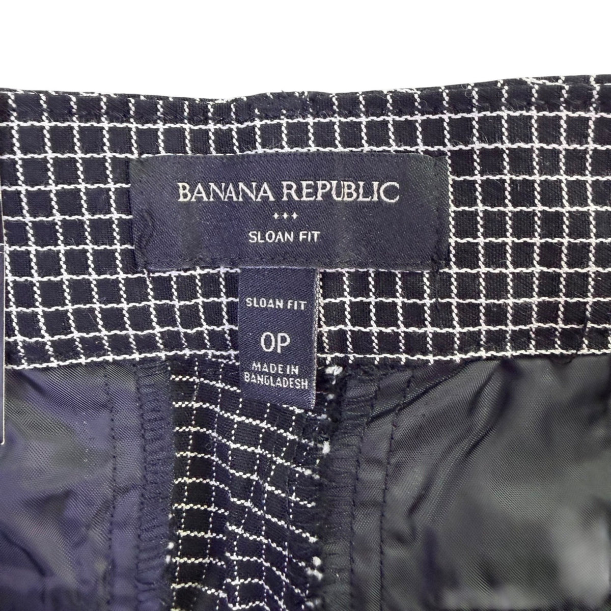 Banana Republic Womens Black & White Slim Fit Checkered Pants Size Petite 0