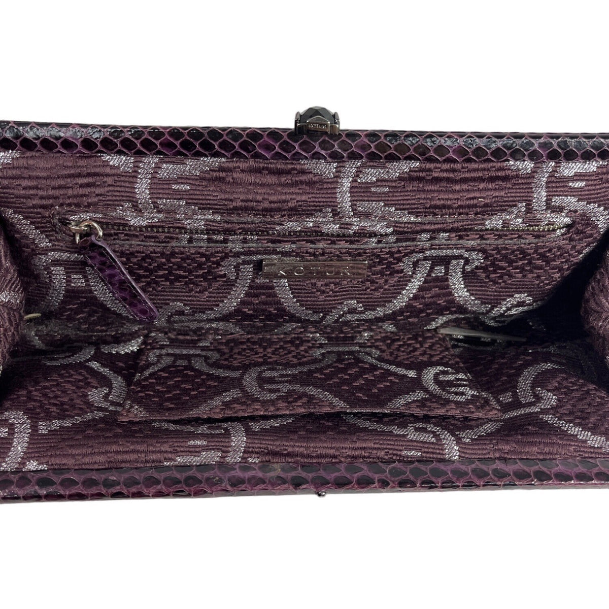 Kotur Women's Purple Snakeskin Evening Clutch Sz S