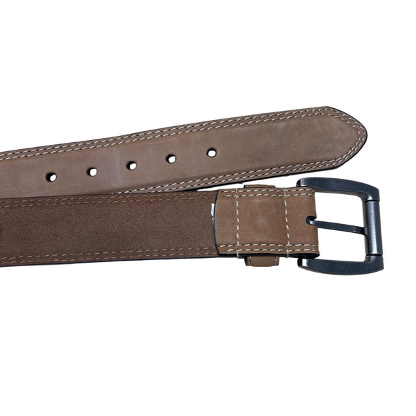 Genuine Leather Mens Brown Belt With Silver Buckle Casual Accessory Sz 49