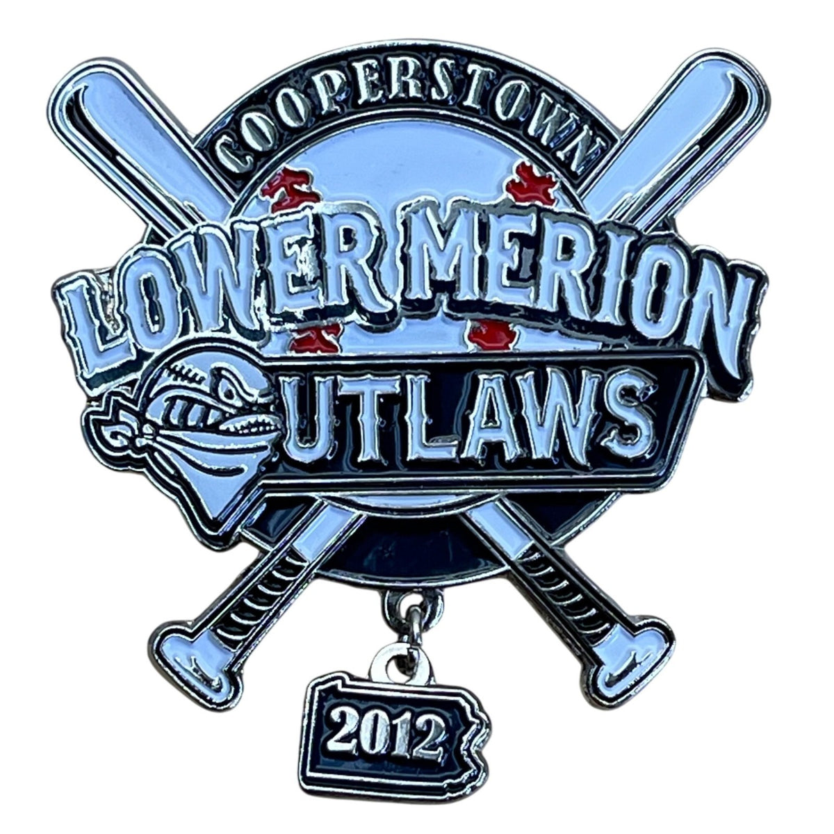 Lower Merion Outlaws Cooperstown 2012 Baseball Trading Pin With Dangle & Dual Cr
