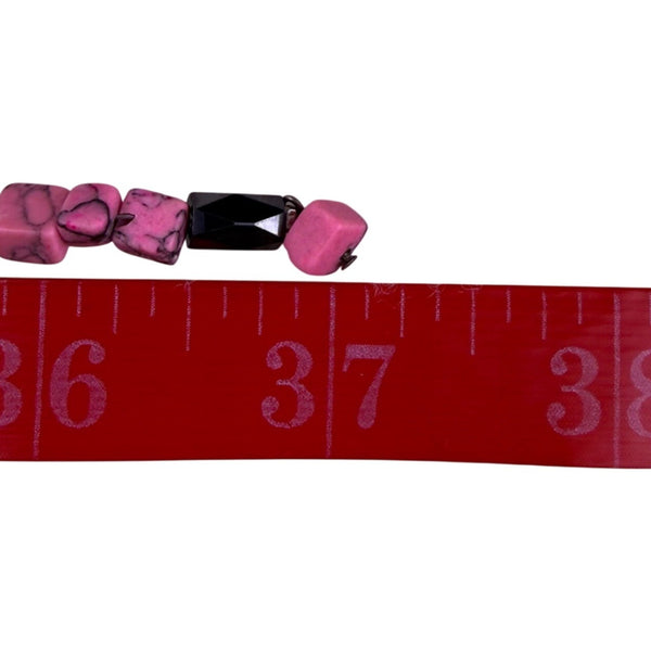 Convertible Womens Pink/Black Rhodonite & Faceted Bead Necklace Bracelet 