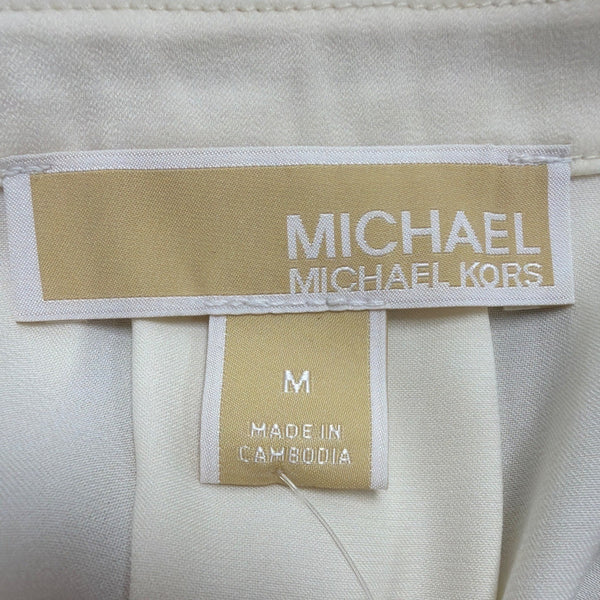 Michael Kors Womens Bone Pleated Long Sleeve Blouse Elegant Chic Sz M