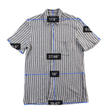 Zara Mens White & Black Striped Short Sleeve Relaxed Fit Shirt Sz M