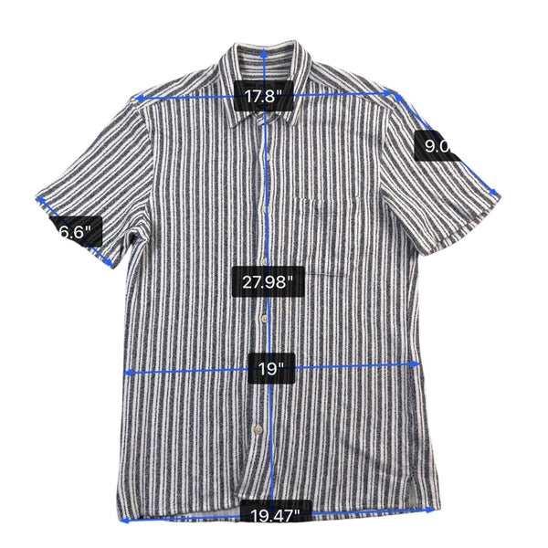 Zara Mens White & Black Striped Short Sleeve Relaxed Fit Shirt Sz M