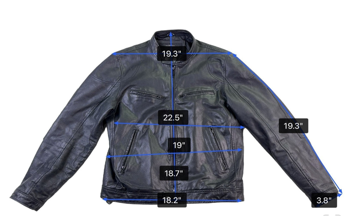 T-Traxx Mens Black Leather Jacket Zip-Up Quilted Lining Motorcycle Style Sz M
