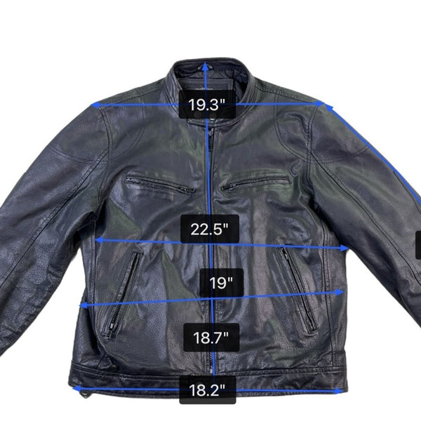 T-Traxx Mens Black Leather Jacket Zip-Up Quilted Lining Motorcycle Style Sz M