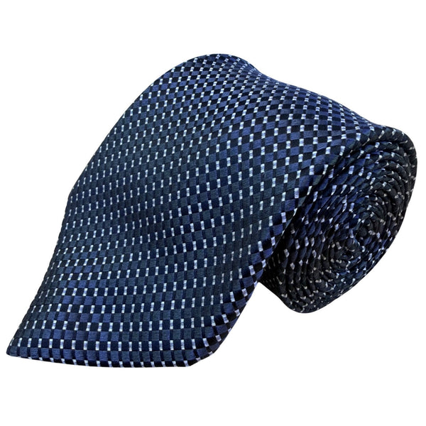 Geoffrey Beene Mens Blue 100% Silk Checkered Pattern Tie Hand Made China Classic