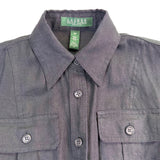 Lauren Ralph Lauren Womens Black Linen Belted Button-Up Pocket Shirt Dress Sz 2P