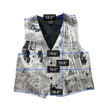 Gouda New York Womens Black & Ivory Newspaper Print Vest Stylish Button Up Sz L