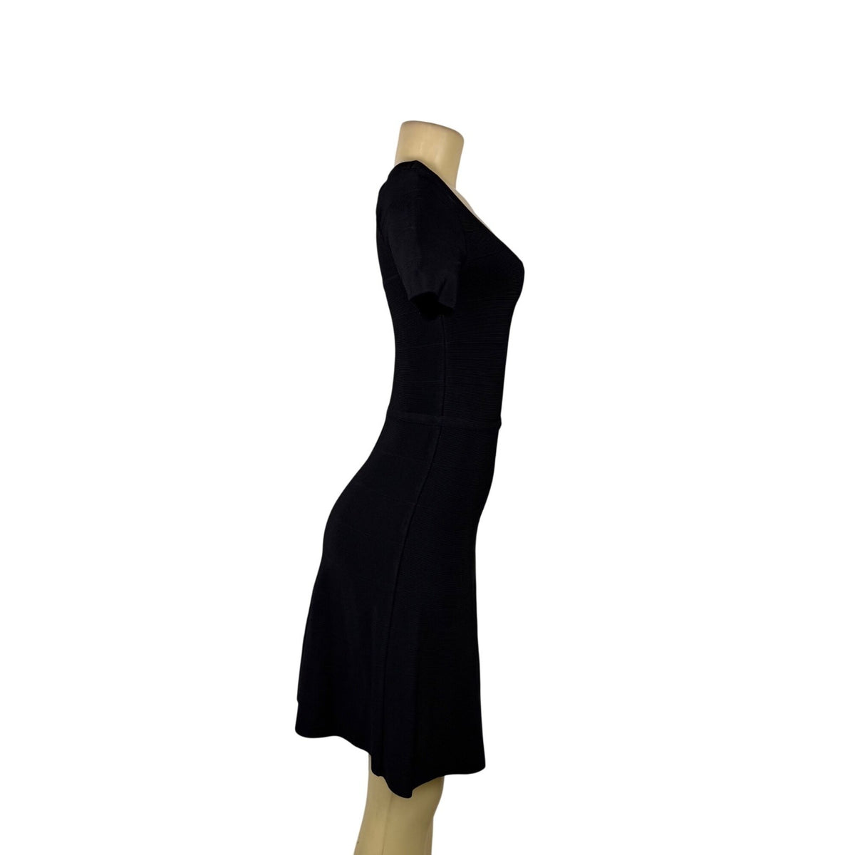 White House Black Market Womens Black  Scoop Neck Short Sleeve Dress Sz XS