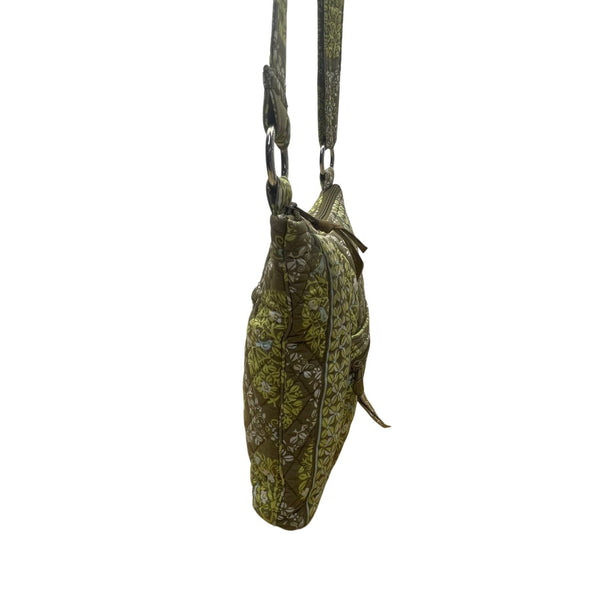 Vera Bradley Women’s Green Quilted Adjustable Strap Floral Pattern Crossbody Bag