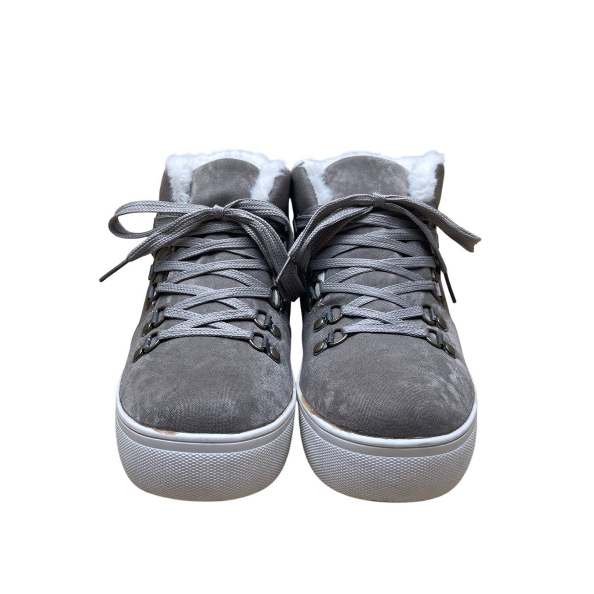 Mudd Women’s Gray Faux Suede & Sherpa Lined High Top Beyley Boots Size 7.5